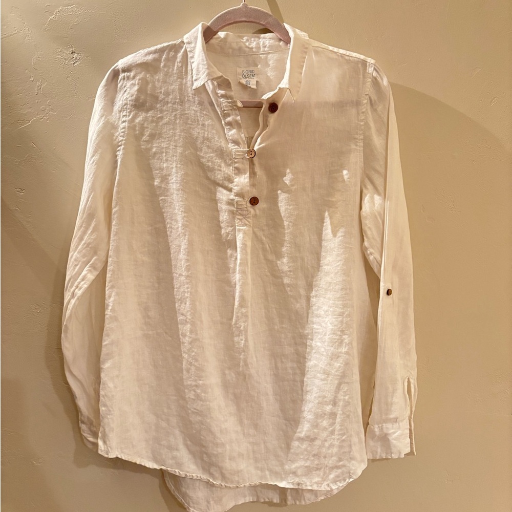 Sigrid Olsen 100% Linen Button-Down